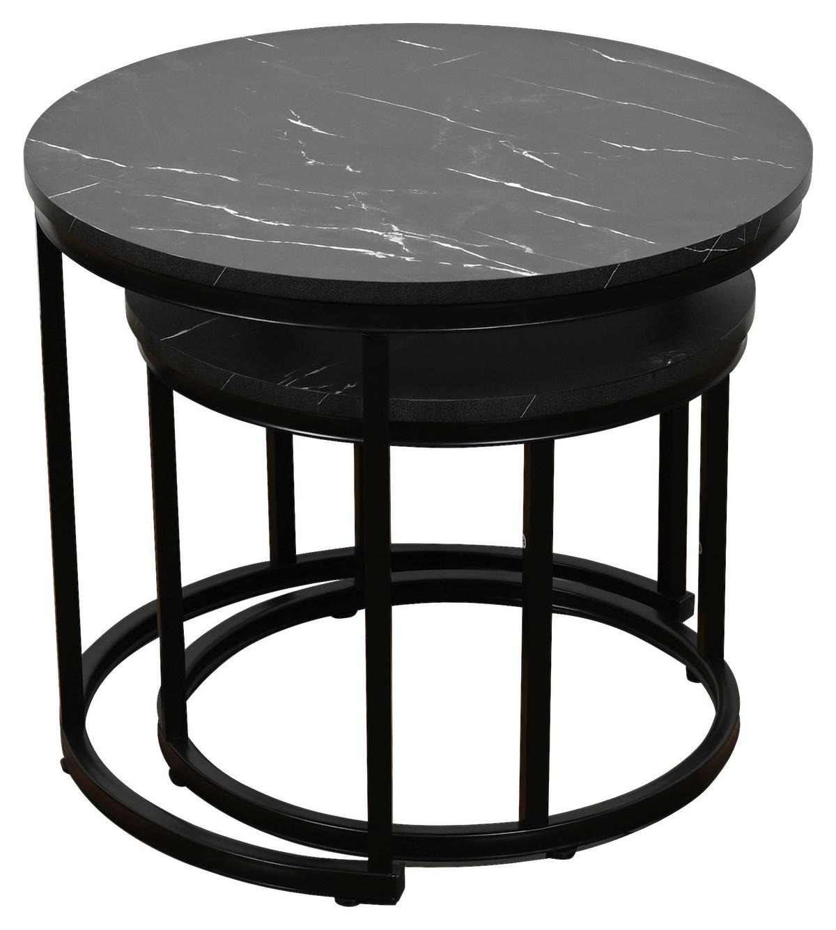 Beistelltisch Duo Schwarz B: 53 cm - Schwarz, Trend, Holzwerkstoff/Metall (53/53/45cm)