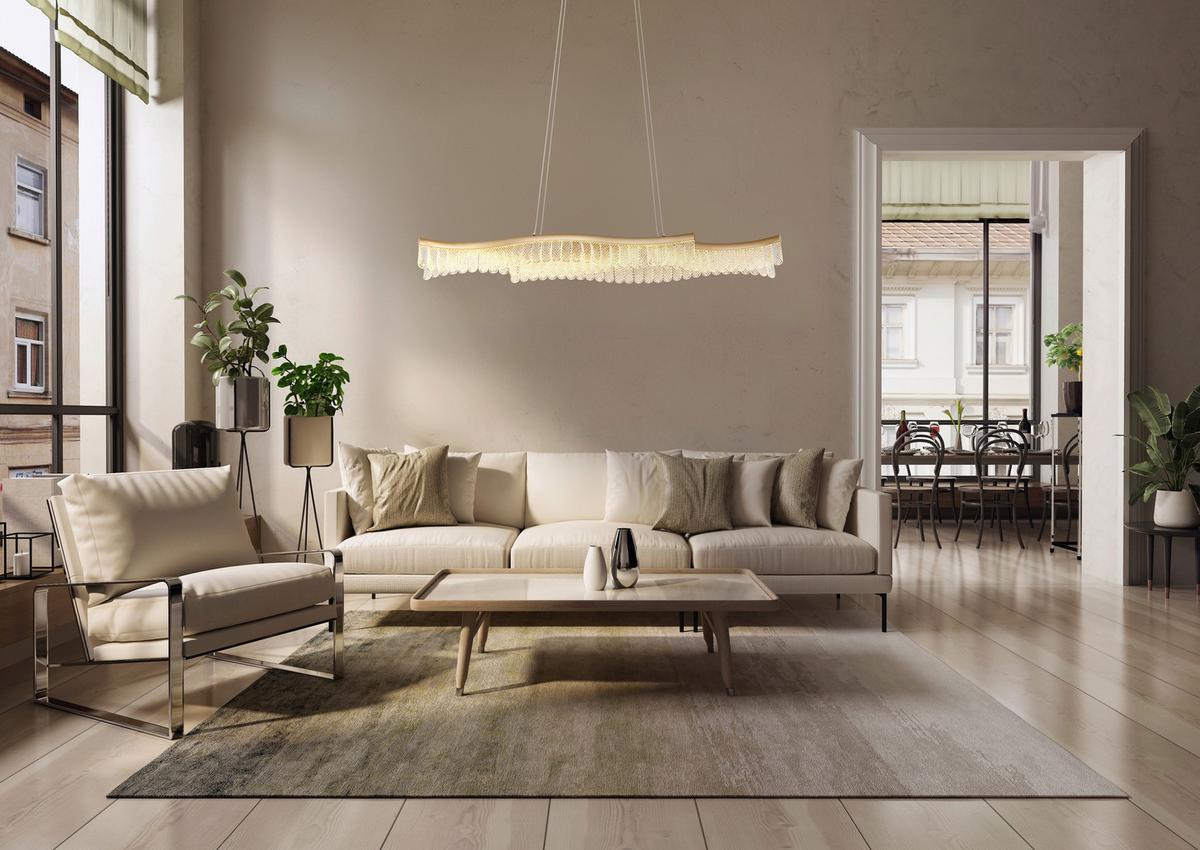 LED-Hängeleuchte 67348hg Juliet - Klar/Goldfarben, Design, Kunststoff/Metall (108/18/135cm) - Globo