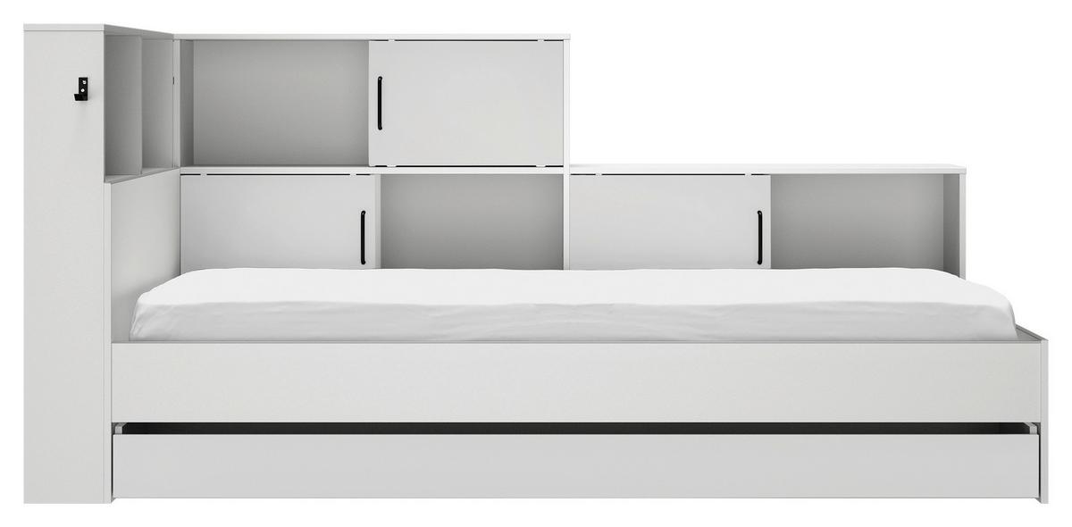 Stauraumbett Erwan - Weiß, MODERN, Holzwerkstoff (90/200cm) - MID.YOU