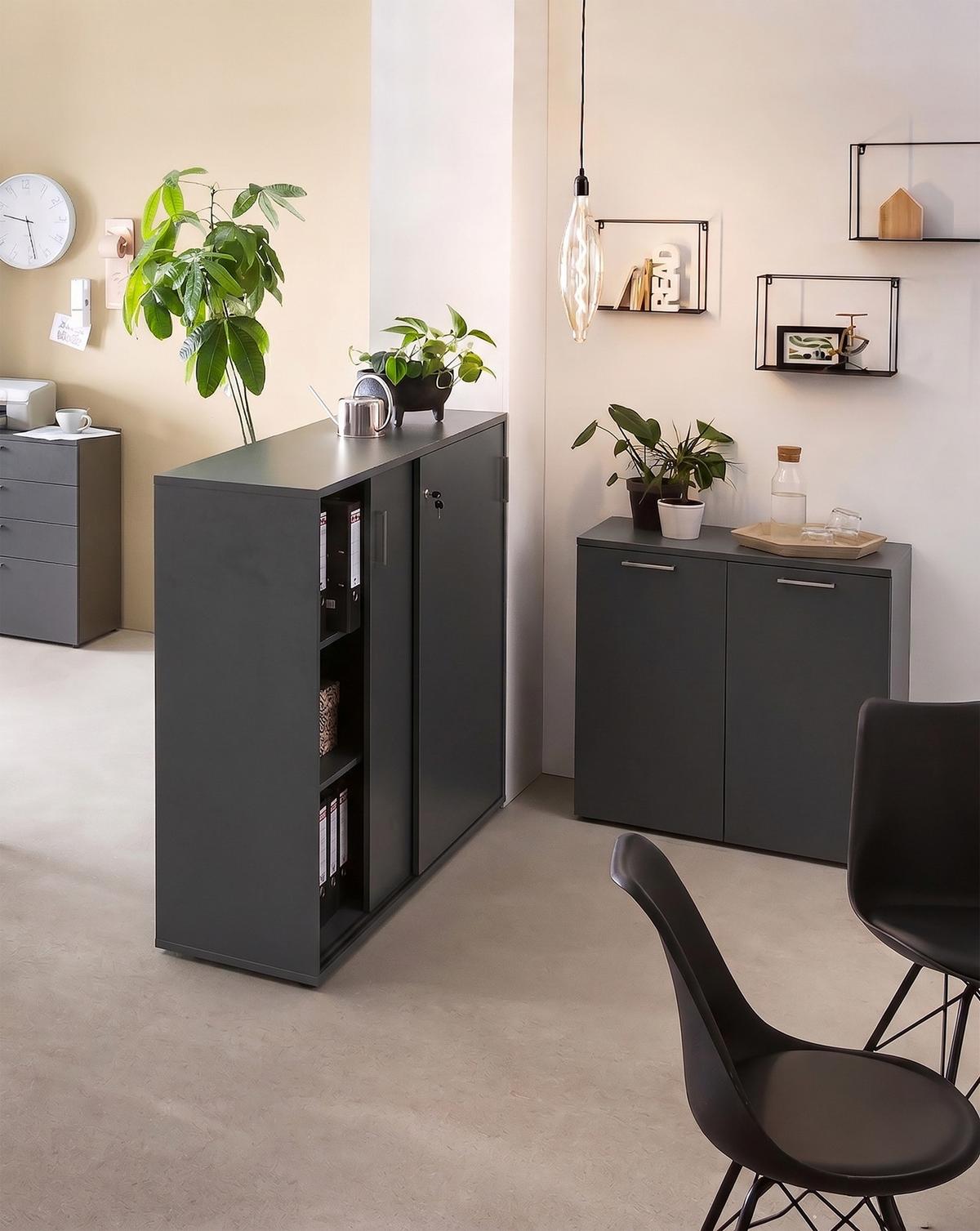 Aktenschrank versperrbar Anthrazit B: 160 cm - Anthrazit, MODERN, Holzwerkstoff (160/119,4/41cm) - MID.YOU