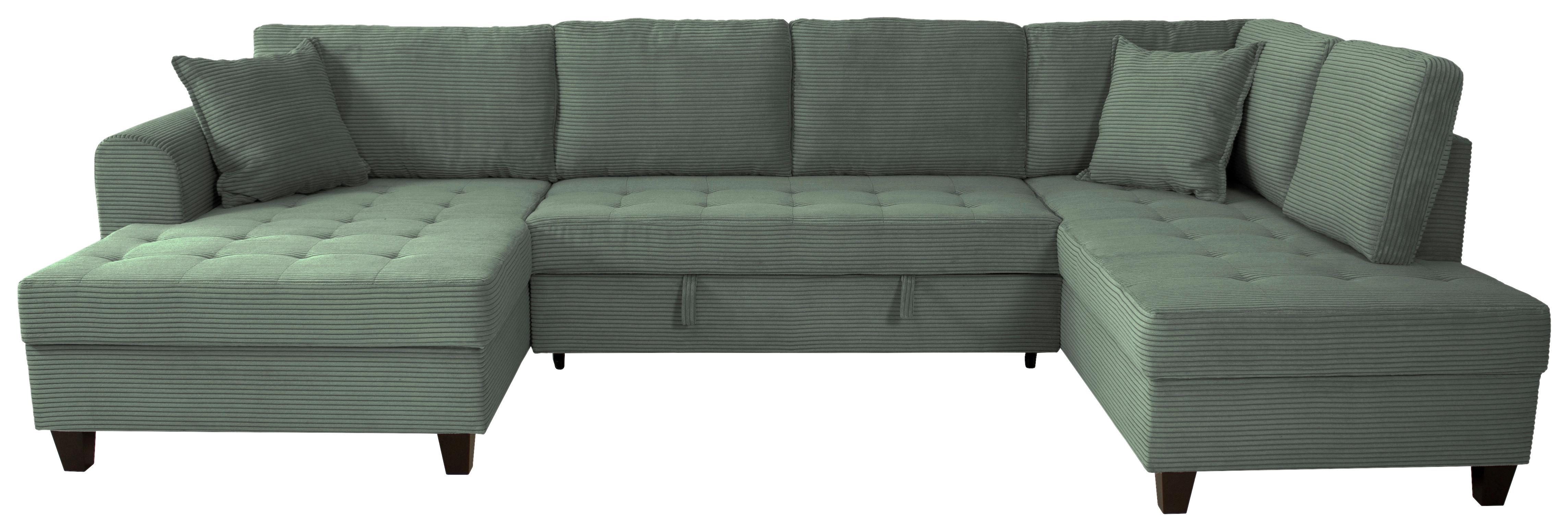 Wohnlandschaft Moritz Grün U-Form:155x324x178 Cm - Grün, Trend, Textil (155/324/178cm)