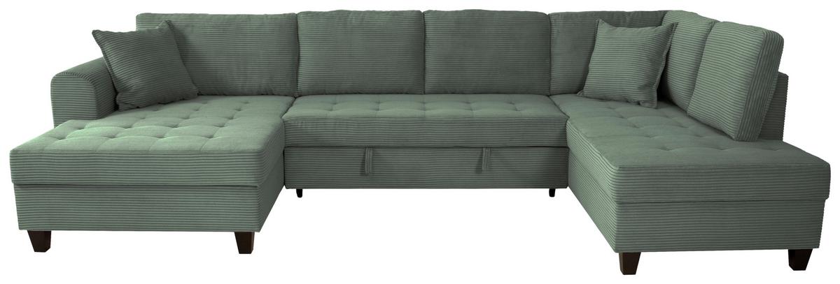 Wohnlandschaft Moritz Grün U-Form:155x324x178 Cm - Grün, Trend, Textil (155/324/178cm)