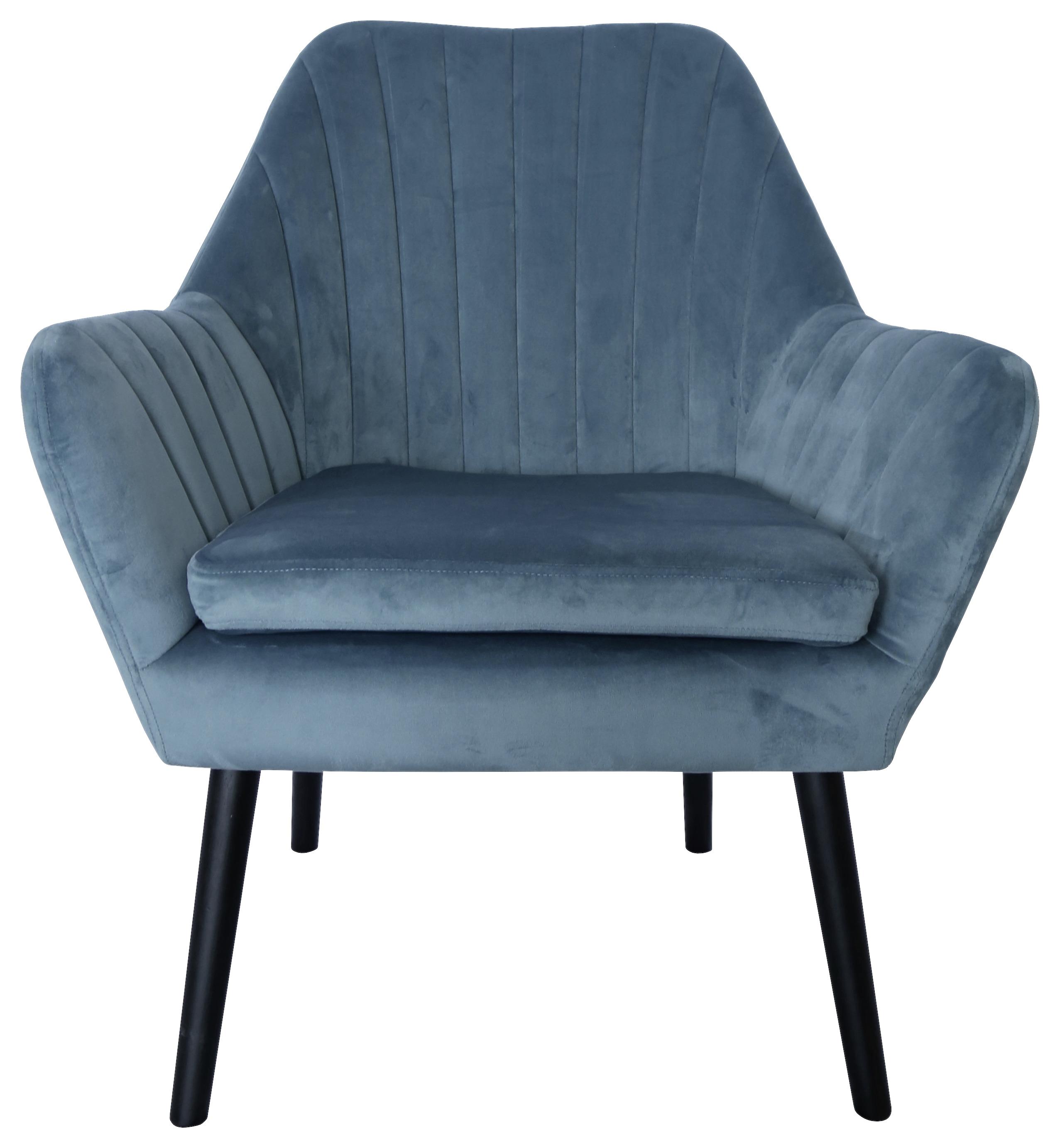 Zamatové kreslo Josefina, modré - modrá/čierna, Modern, drevo/textil (72/84/70cm) - Mömax