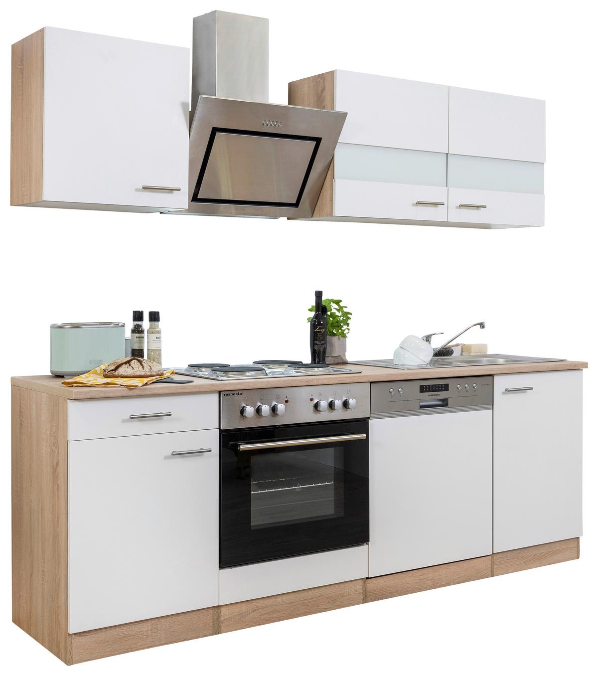 Küchenblock Merle Küchenblock 220 Cm - Eichefarben/Weiß, Basics, Holzwerkstoff (220cm) - Respekta