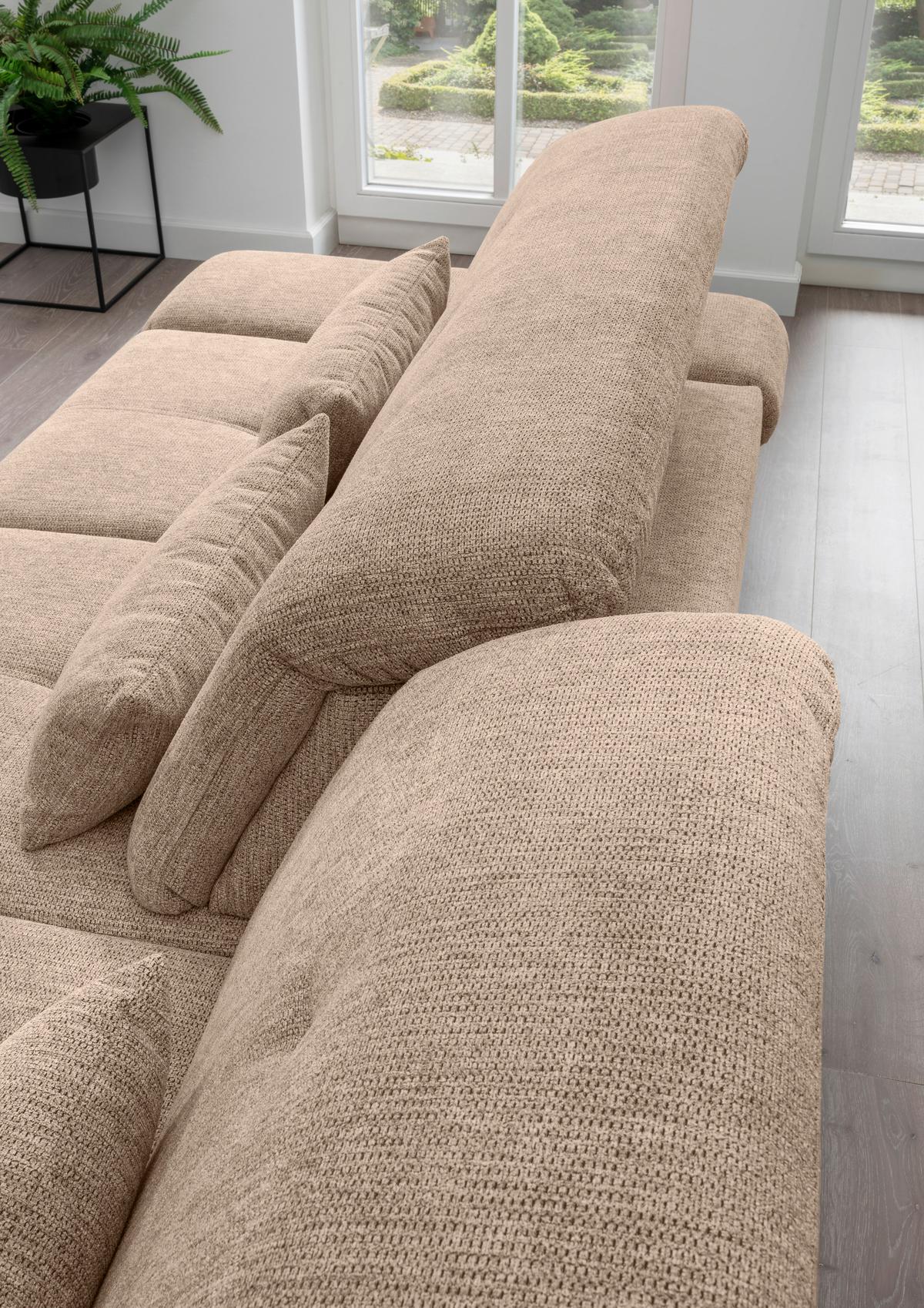 Wohnlandschaft Dalida Hellbraun U: 195x376x254 Cm - Chromfarben/Hellbraun, Design, Textil (195/376/254cm) - Livetastic