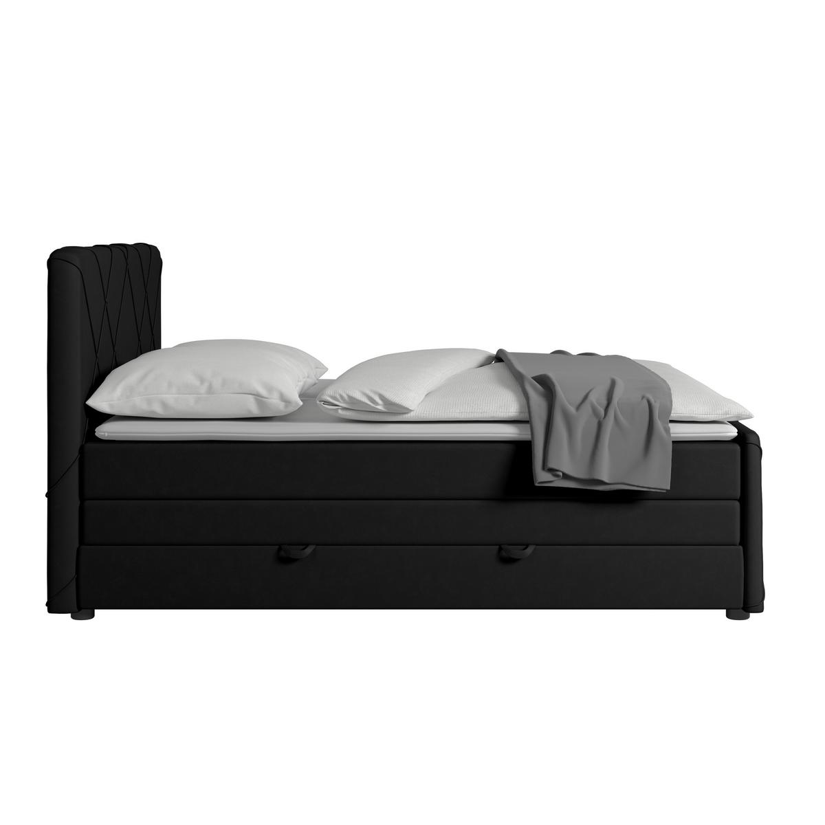 Boxspringbett mit Bettkasten Cordoba 180x200 cm Schwarz - Schwarz, MODERN, Holz/Textil (180/200cm) - MID.YOU