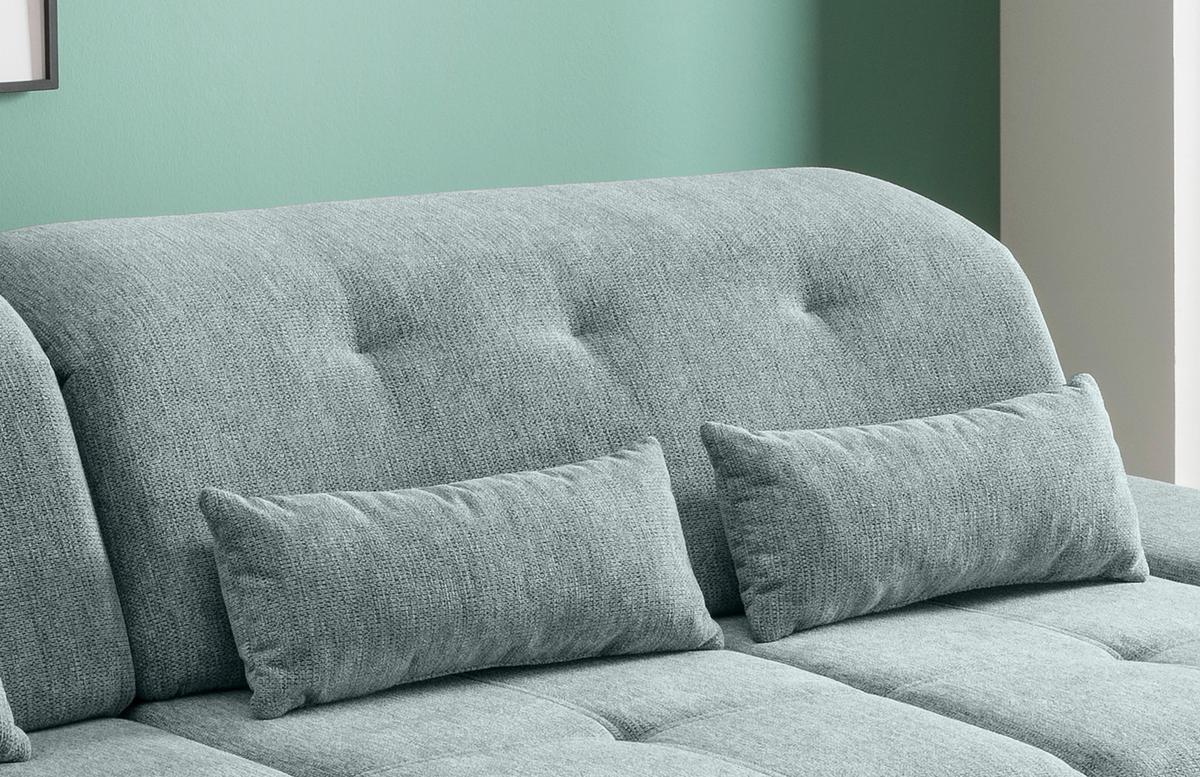 Ecksofa Dalida Blau S: 196x300 cm - Chromfarben/Blau, Design, Textil (196/300cm) - Livetastic