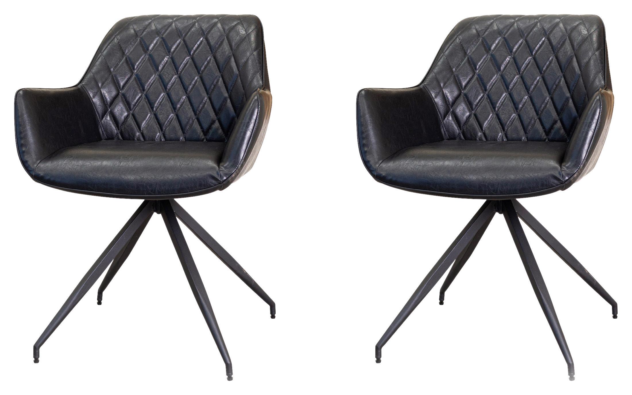 Armlehnstuhl-Set Gabi Schwarz - Schwarz, KONVENTIONELL, Textil/Metall (62/82/61cm) - MID.YOU