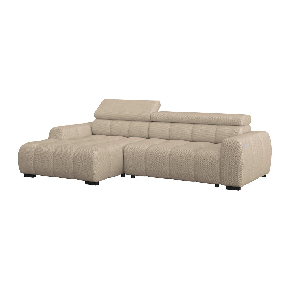 Ecksofa Fargo S Braun, B: 168cm - Beige/Schwarz, Trend, Textil (168/285cm)