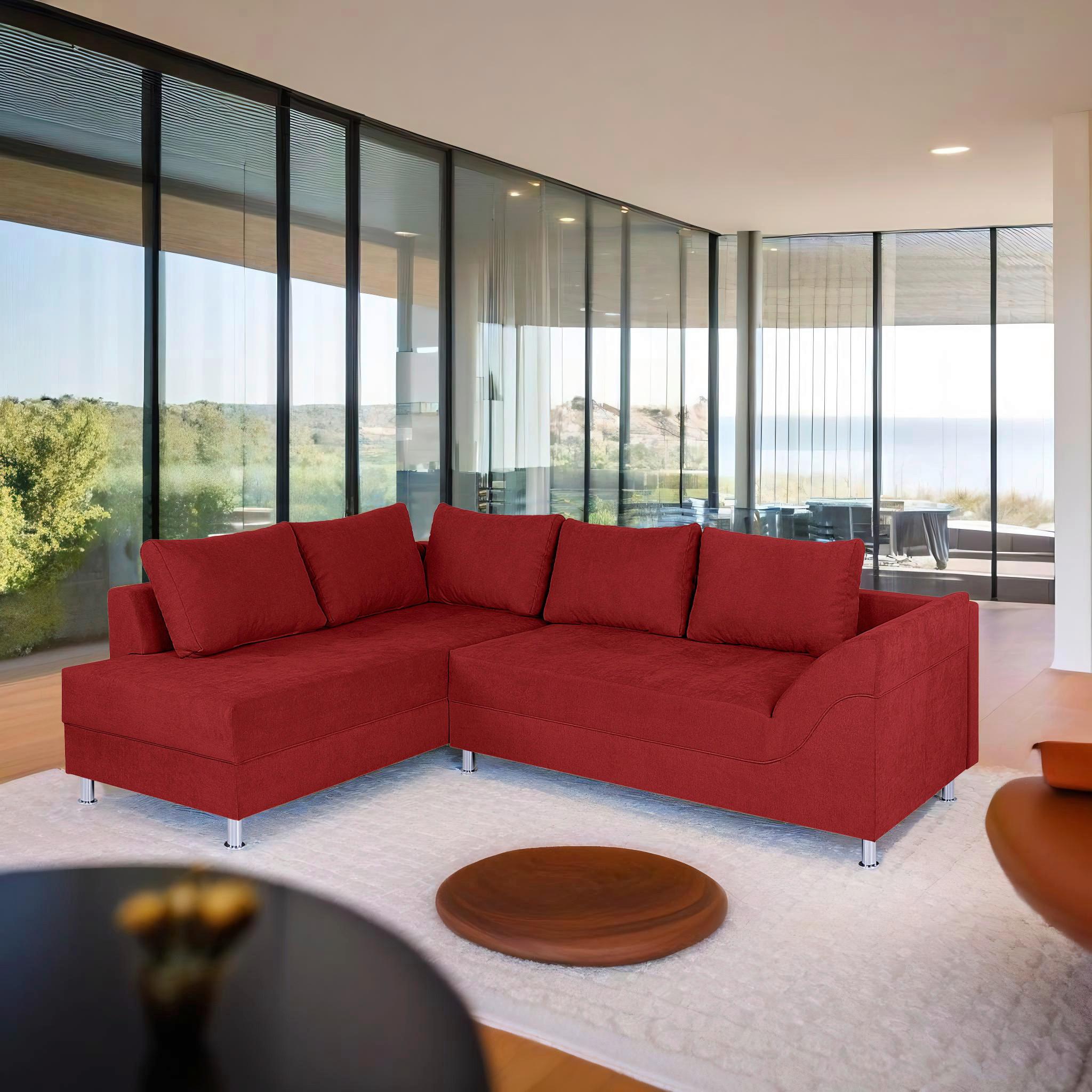 Ecksofa Bern Beere S: 200x267 Cm - Chromfarben/Beere, Design, Holzwerkstoff/Textil (200/267cm) - P & B