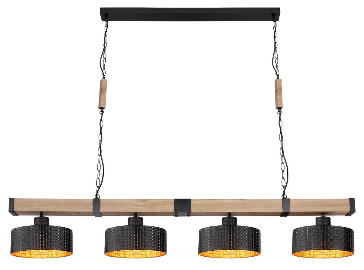 Hängeleuchte 15651-4h - Dunkelbraun/Goldfarben, Natur, Holzwerkstoff/Kunststoff (140/25/120cm) - Globo