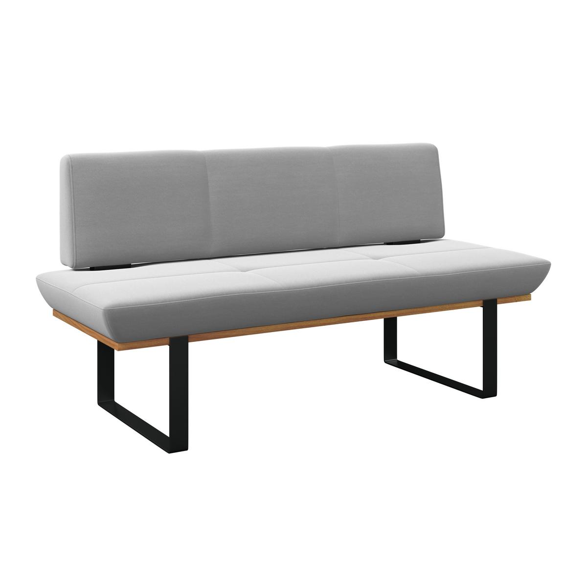 Sitzbank Tristan Webstoff hellgrau, B: 170cm - Hellgrau/Schwarz, MODERN, Holz/Textil (170/48/90cm) - James Wood