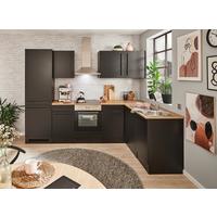 Eckküche Jazz 8 280 Schwarz S: 280x175 cm - Eichefarben/Schwarz, LIFESTYLE, Holzwerkstoff (280/175cm) - MID.YOU