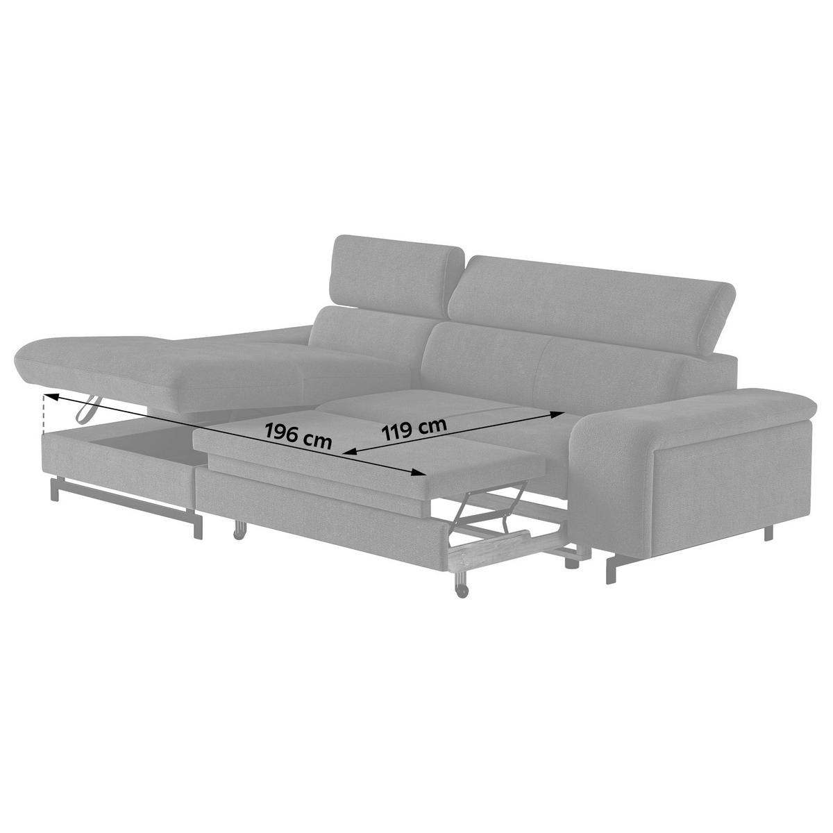 Ecksofa mit Bettkasten Emma Creme 165x267 cm - Creme/Schwarz, Textil (165/267cm) - MID.YOU