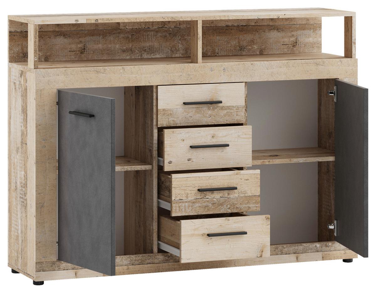 Kommode Lupo Eiche Dekor Anthrazit B: 119 Cm - Eichefarben/Anthrazit, Design, Holzwerkstoff (119/96/32cm) - MID.YOU