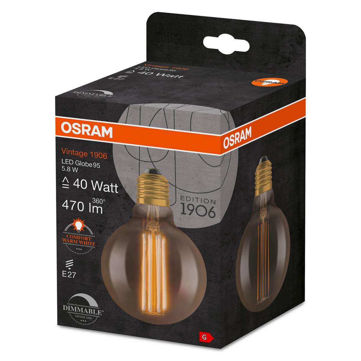 LED-Leuchtmittel Vintage 1906 Led Dim40 5.8w/22 - Goldfarben, Basics, Glas (9,5/13,8cm) - Ledvance