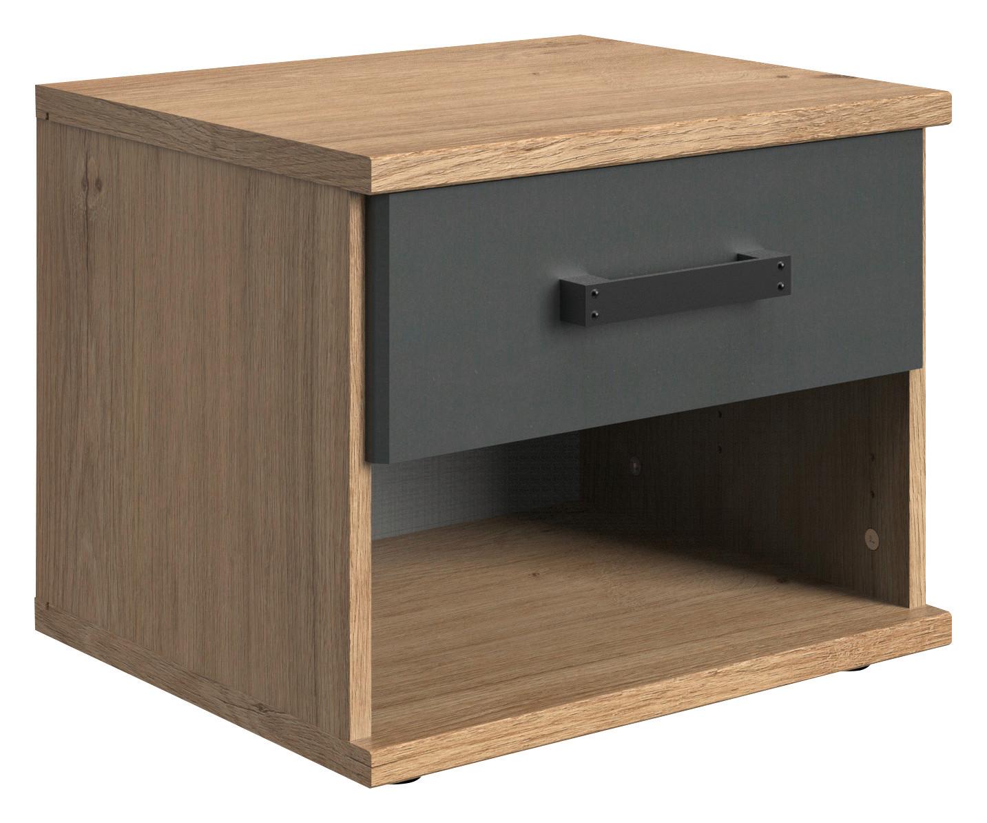 MID.YOU Nachtkästchen Graphit/Eiche Dekor H: 38 cm Liverpool