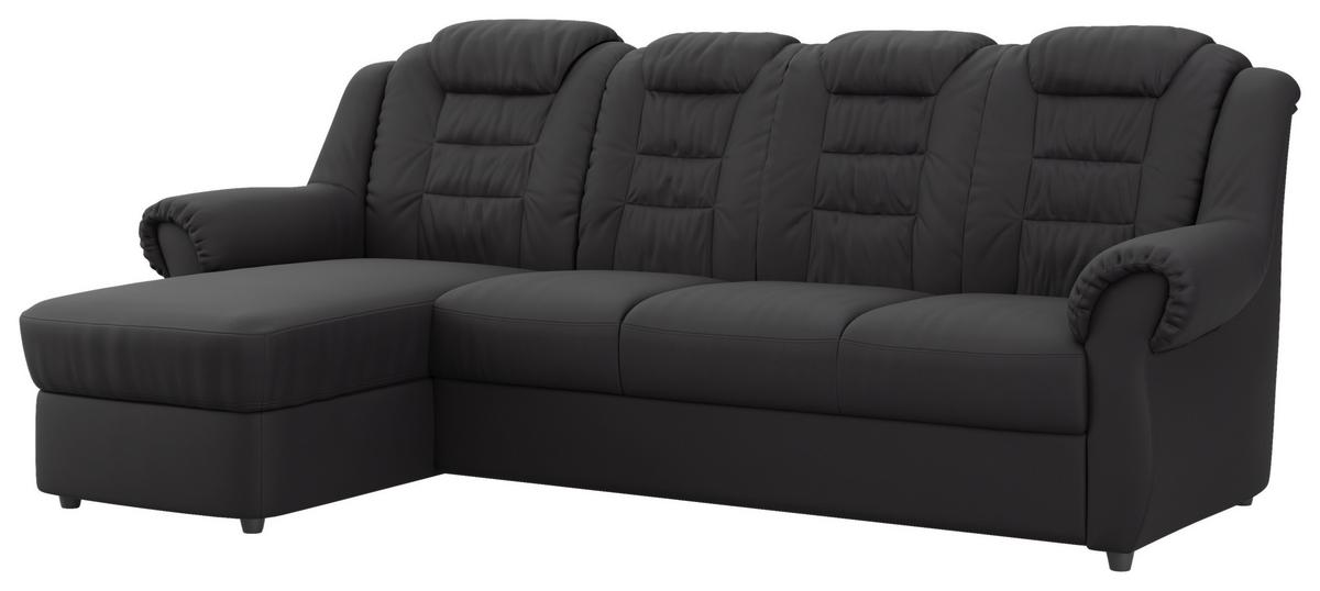 Ecksofa Boston Schwarz Lederlook - Schwarz, KONVENTIONELL, Textil (165/262cm) - Livetastic