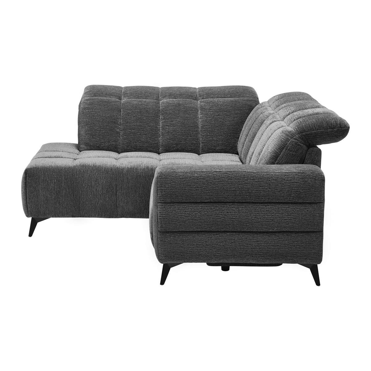 Rohová sedačka PARIS, levá, tmavě šedá, el.relax.funkce - černá/tmavě šedá, Konvenční, kov/dřevo (182/215cm) - Mömax