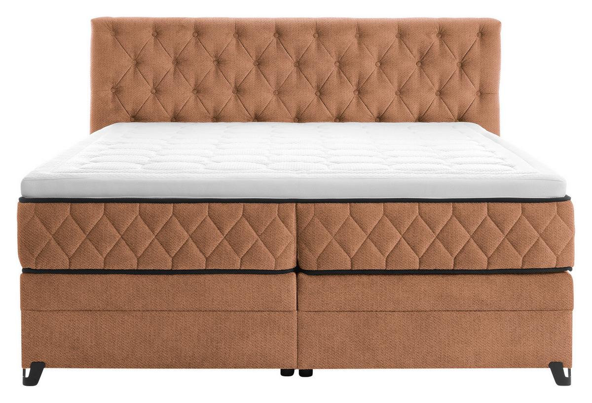 Boxspringbett mit Topper & Bettkasten 180x200 Carmen A - Türkis/Braun, KONVENTIONELL, Holz/Holzwerkstoff (180/200cm) - James Wood