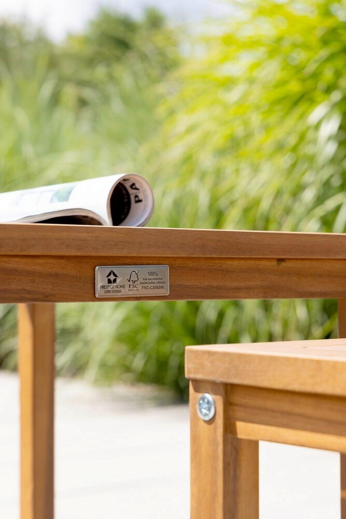 Gartentisch Holz L: 80 cm - Akaziefarben, Basics, Holz (50/50/50cm)
