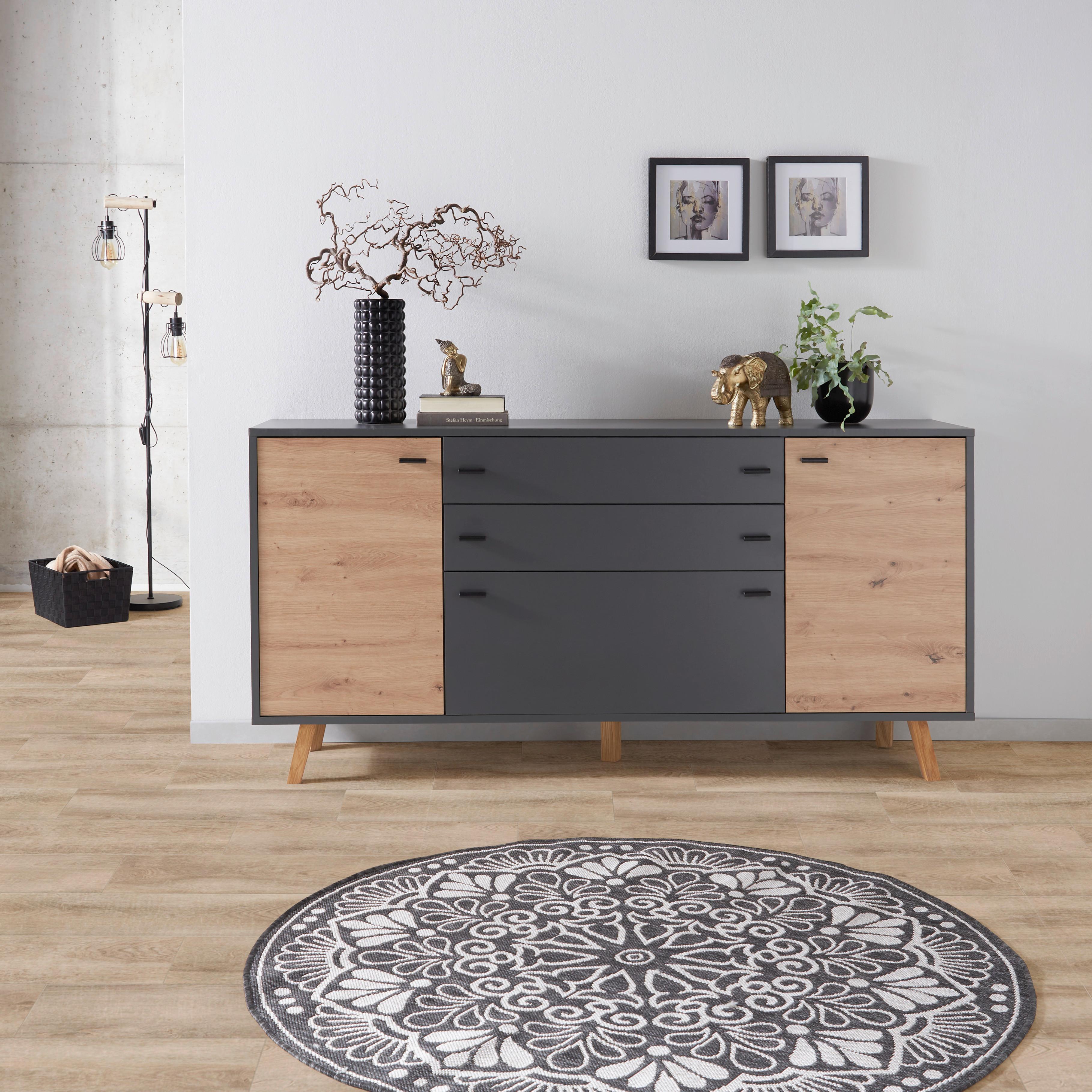 Kommode B: 170 cm Trend Eiche Artisan/ Anthrazit - Anthrazit/Eiche Artisan, MODERN, Holzwerkstoff (170/82,5/40cm)
