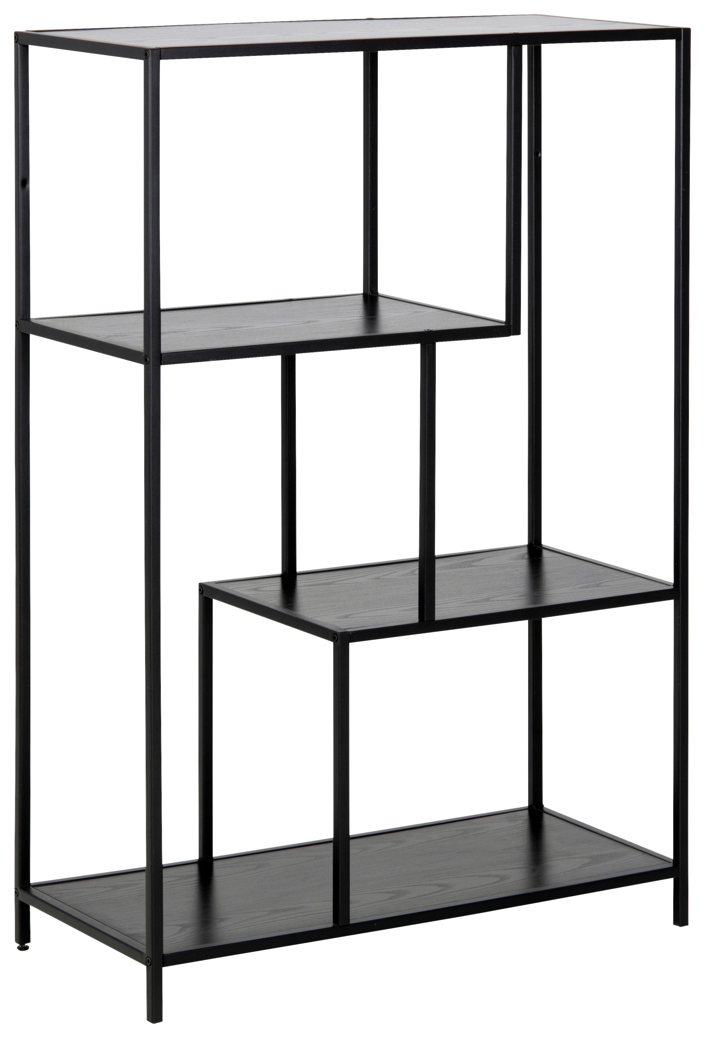 Regal Seaford B 77cm, Schwarz - Eschefarben/Schwarz, Trend, Holzwerkstoff/Metall (77/114/35cm) - MID.YOU