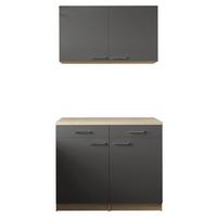 Buffet Merle Grau/Eiche Dekor B:100cm - Eichefarben/Grau, Basics, Holzwerkstoff (100/200/60cm) - Respekta