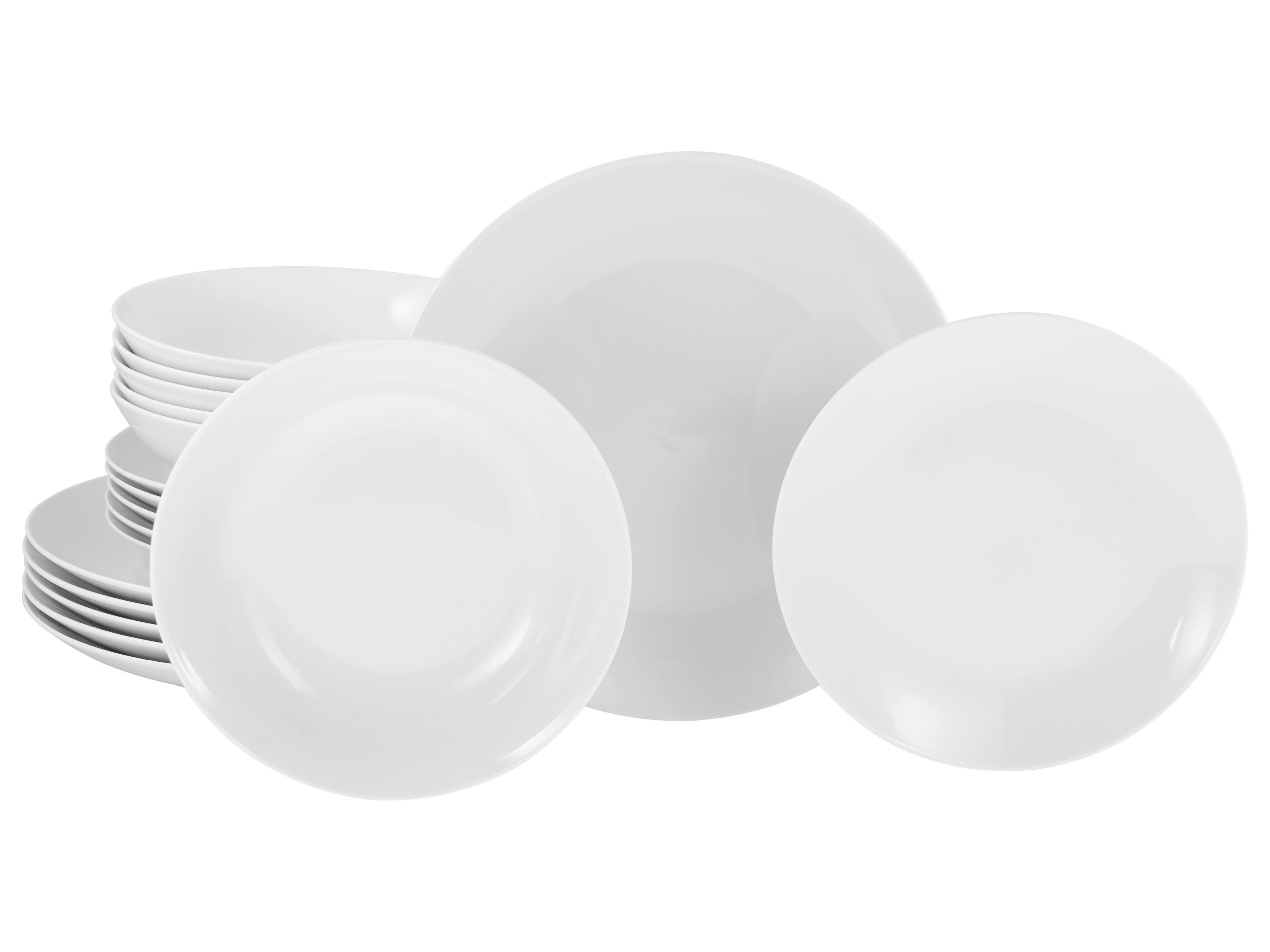 Tafelservice Luna 18--teilig., Weiß - Weiß, Basics, Keramik - Creatable