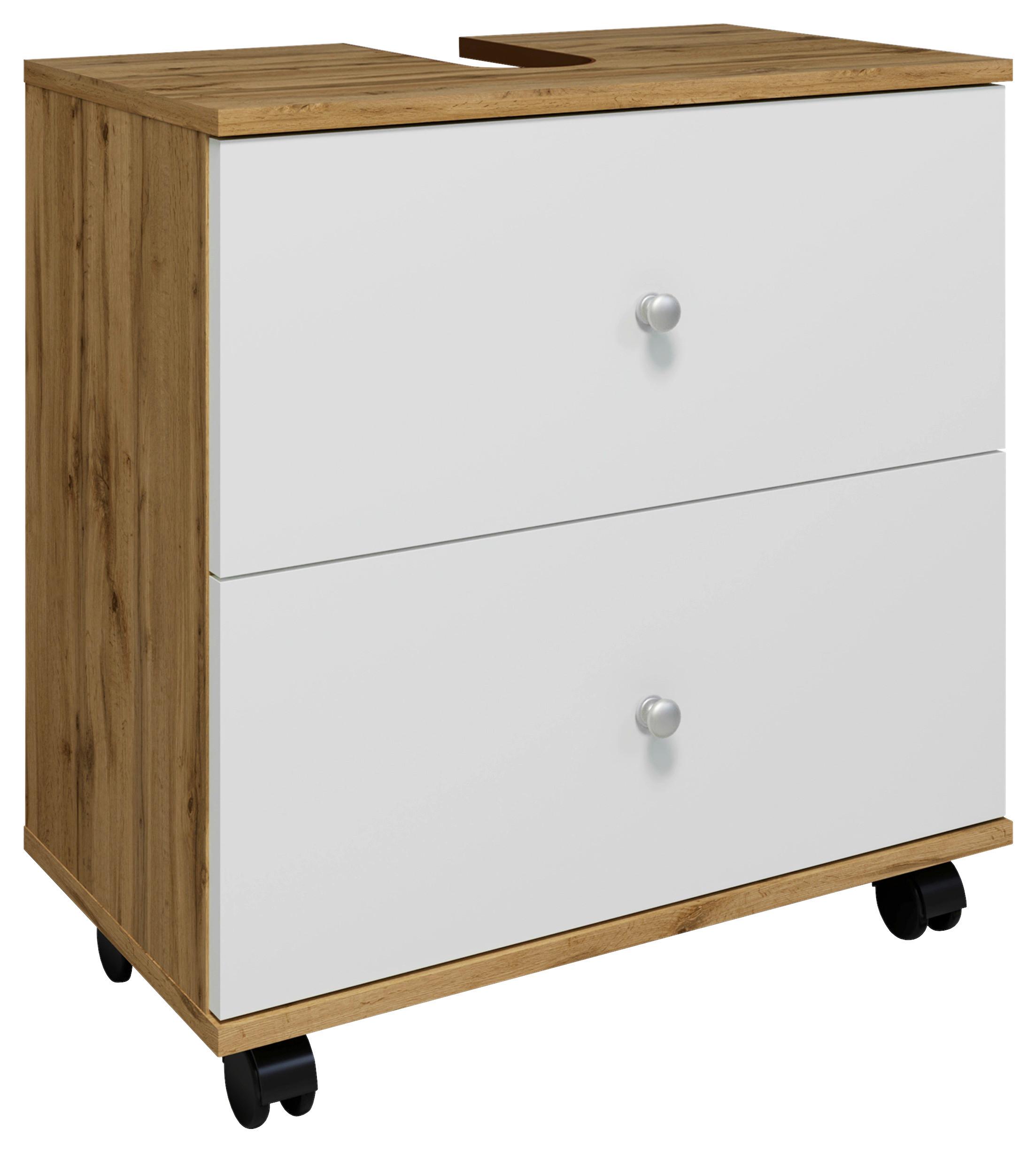 Waschbeckenunterschrank Nilosi L - Honigeiche/Schwarz, MODERN, Holzwerkstoff (60/61/33cm) - MID.YOU