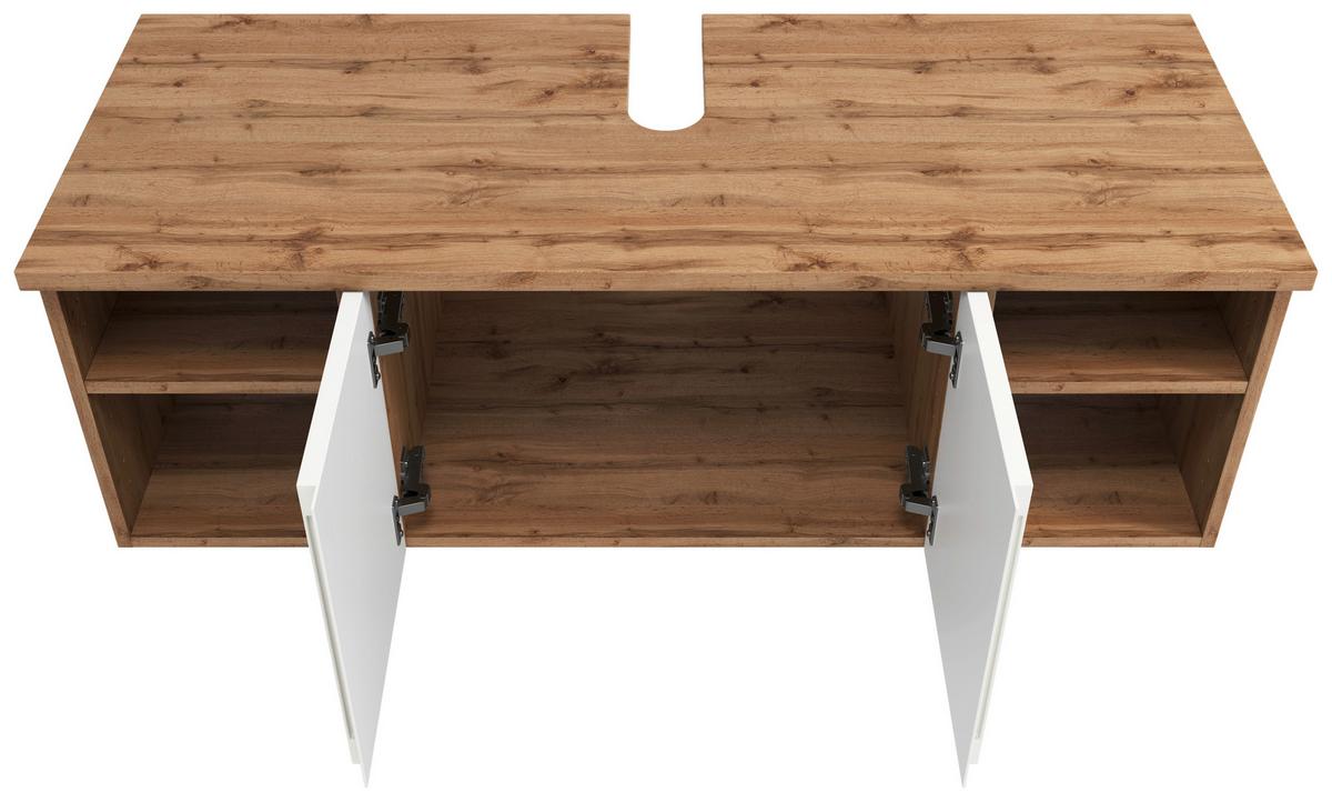 Hängender Waschbecken -Unterschrank Arosa B: 120 cm - Eiche Wotan/Weiß, MODERN, Holzwerkstoff (120/41/47cm) - Held