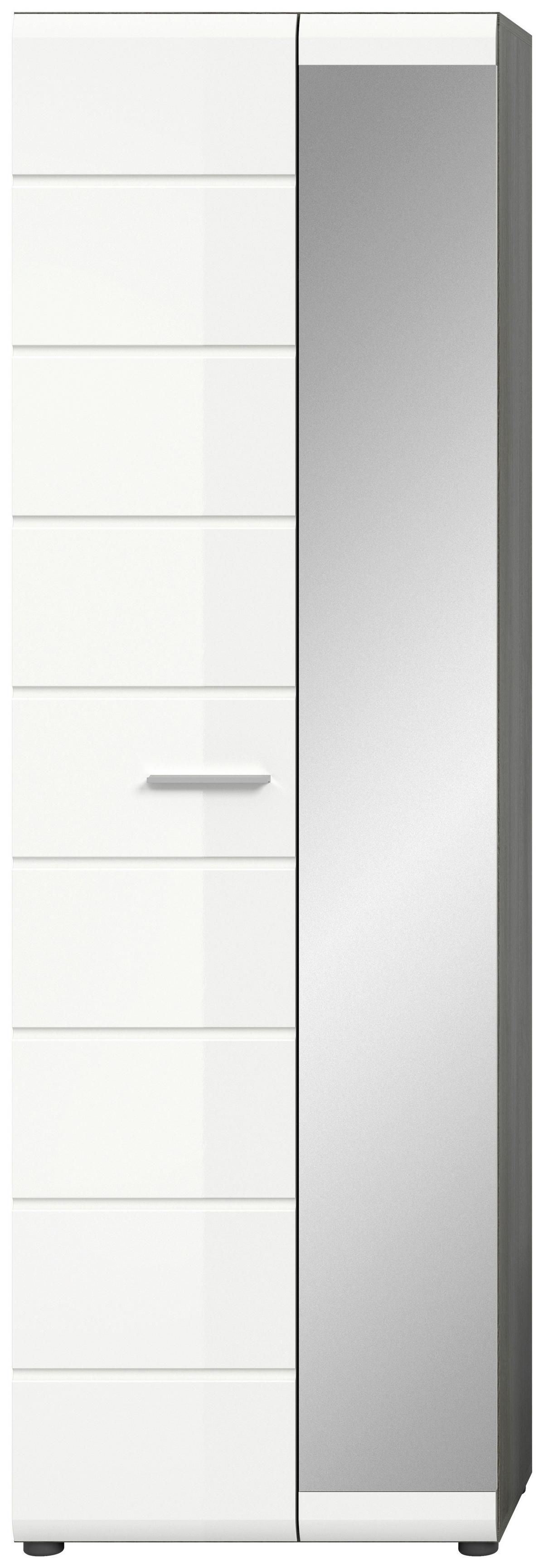 Garderobenschrank Salsa - Weiß Hochglanz/Silberfarben, Design, Holzwerkstoff (60/192/37cm) - MID.YOU