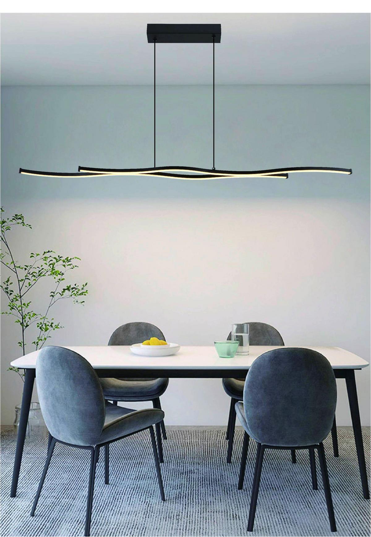 LED-Hängeleuchte Noma - Opal/Schwarz, MODERN, Kunststoff/Metall (110,4/8,6/120cm) - Luca Bessoni