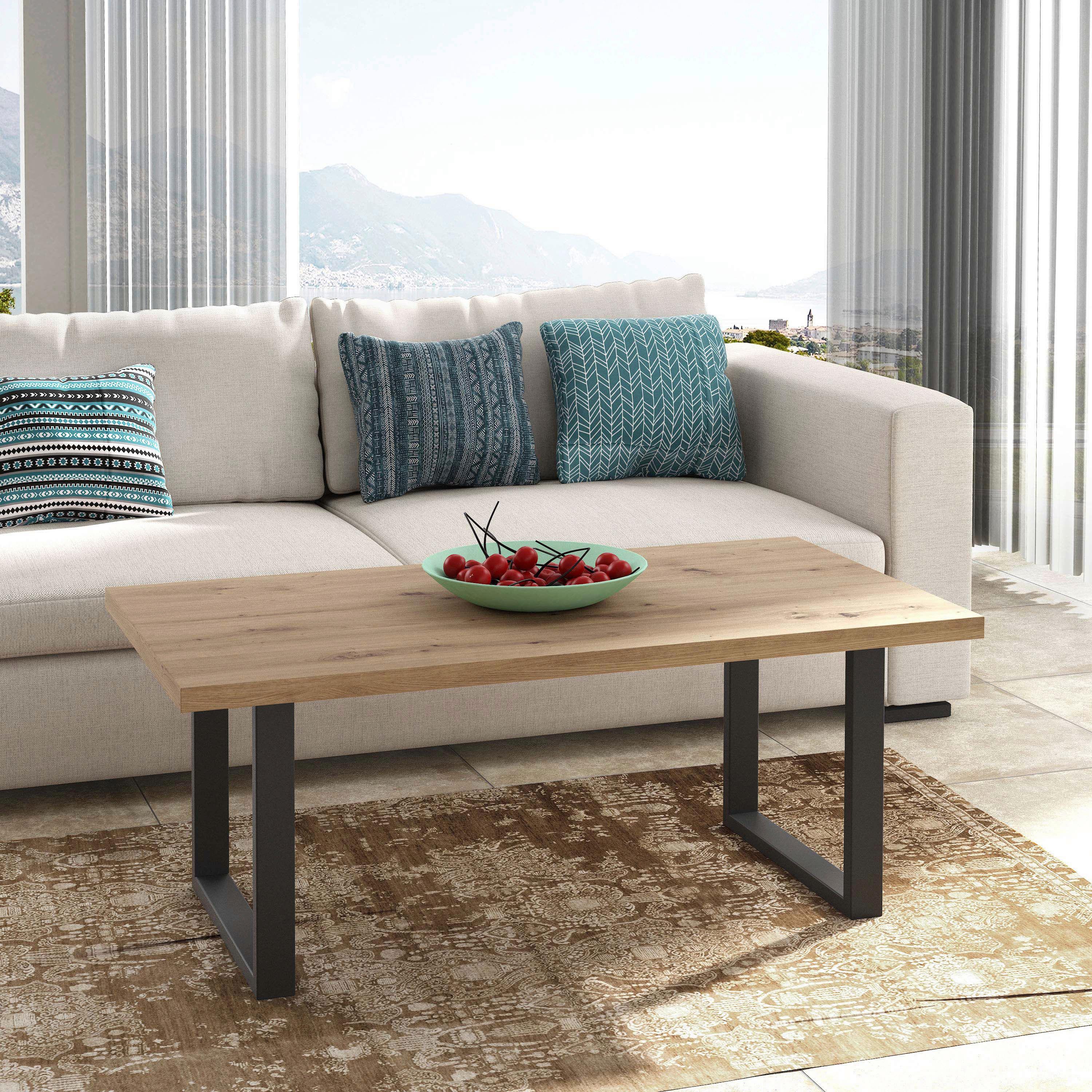 Couchtisch Trondheim, Eichefarben/schwarz - Eichefarben/Schwarz, MODERN, Holzwerkstoff/Kunststoff (110/60/45cm) - MID.YOU