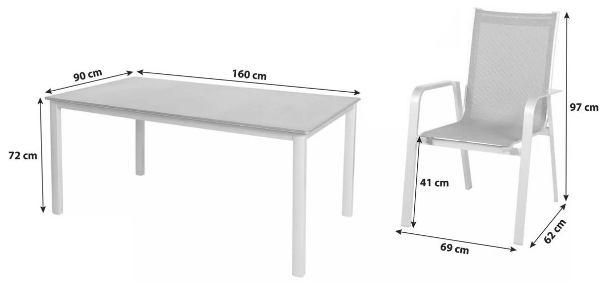 Gartengarnitur 5-teilig Urban Aluminium/textil - Platinfarben/Dunkelgrau, Basics, Textil/Metall (160/90/72cm) - Acamp