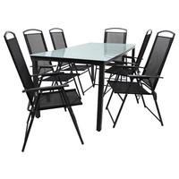 Zahradní sestava, 7-dílna, stůl 190x90cm - antracitová, Basics, kov/textil - Gardenson