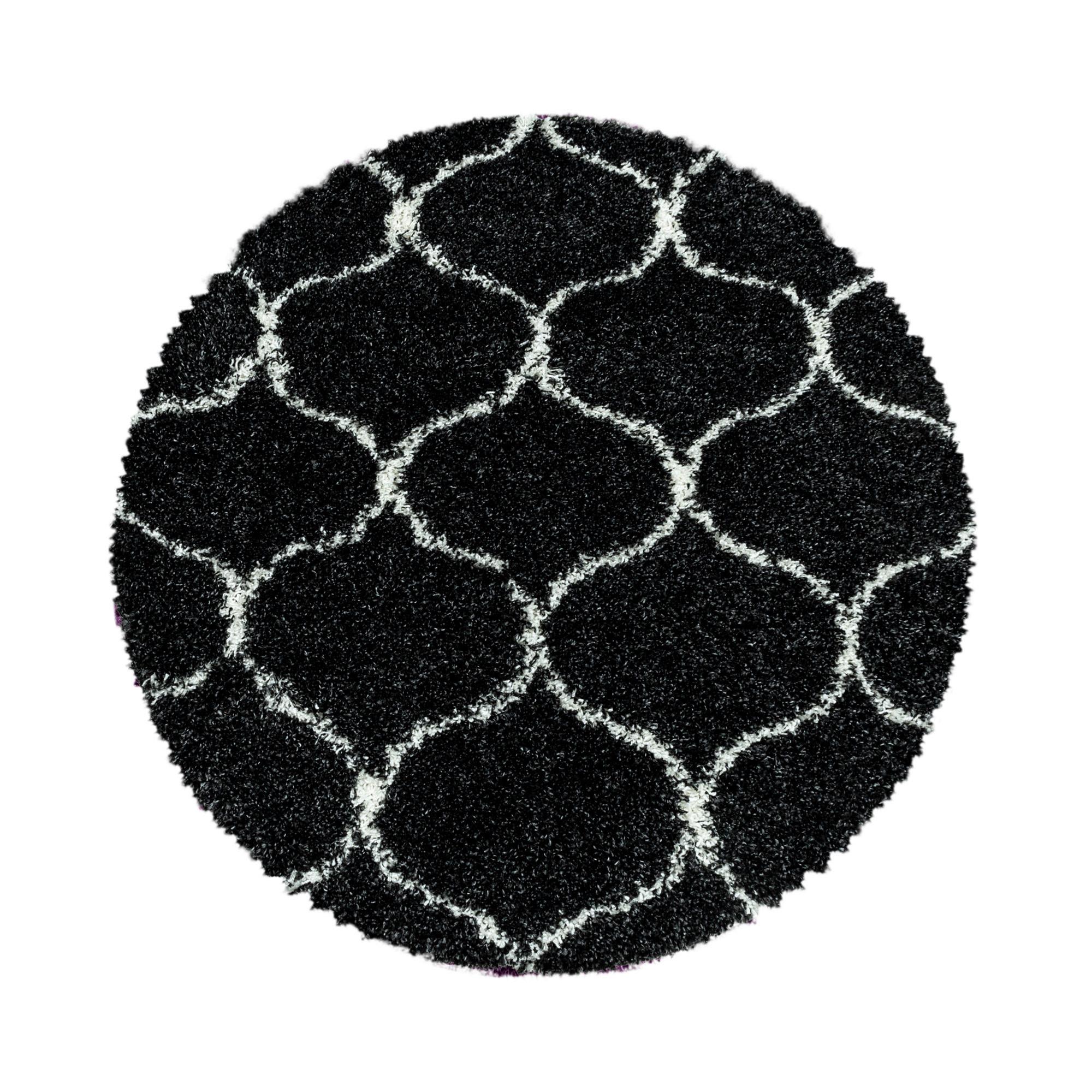 Webteppich Anthrazit Naturfaser Salsa Ø 200 cm - Anthrazit, Design, Textil (200cm)