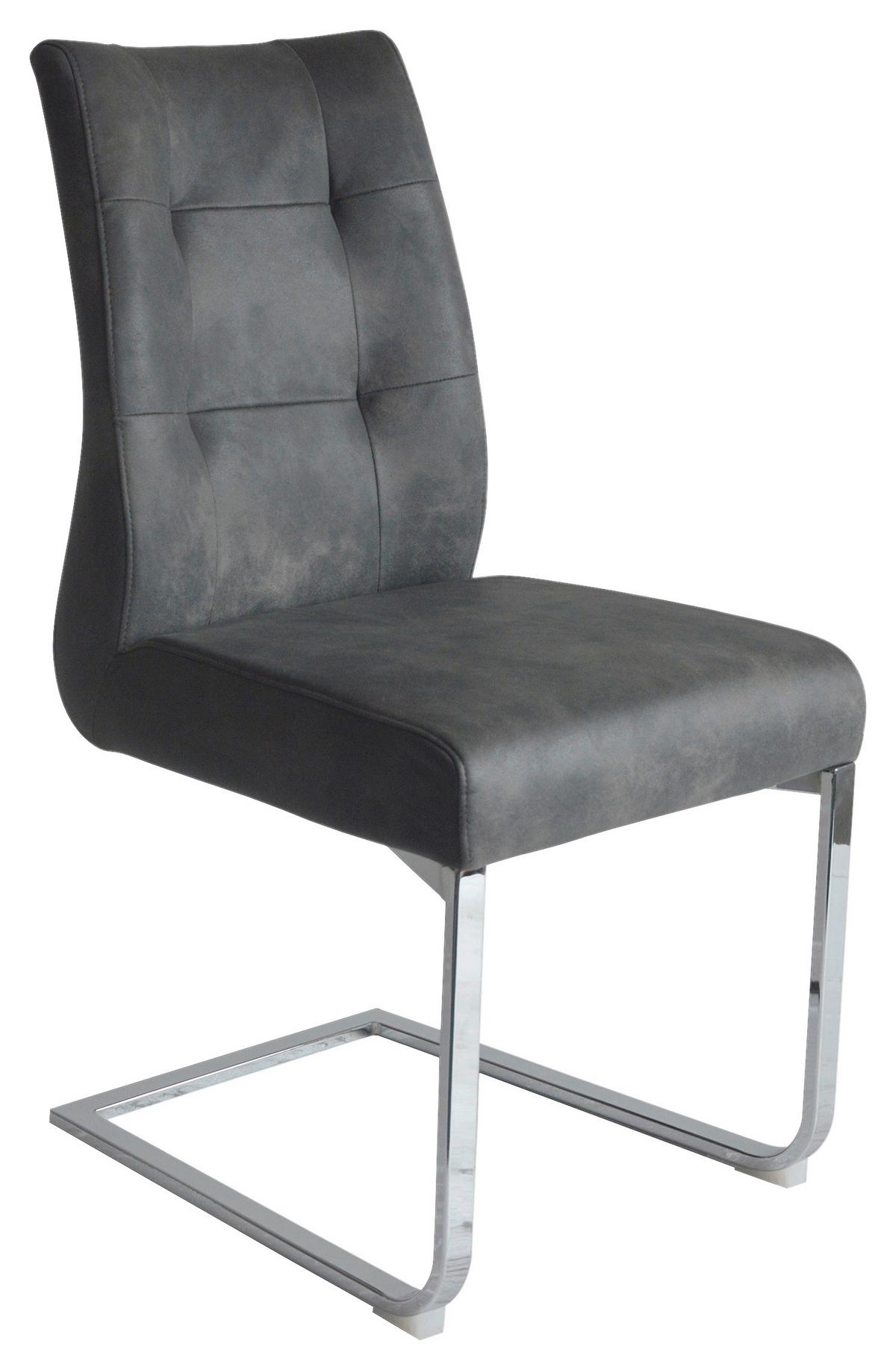 Schwingstuhl-Set Marlen XXL Anthrazit/Silberfarben B: 47cm - Anthrazit/Silberfarben, LIFESTYLE, Textil/Metall (47/96/62cm) - MID.YOU