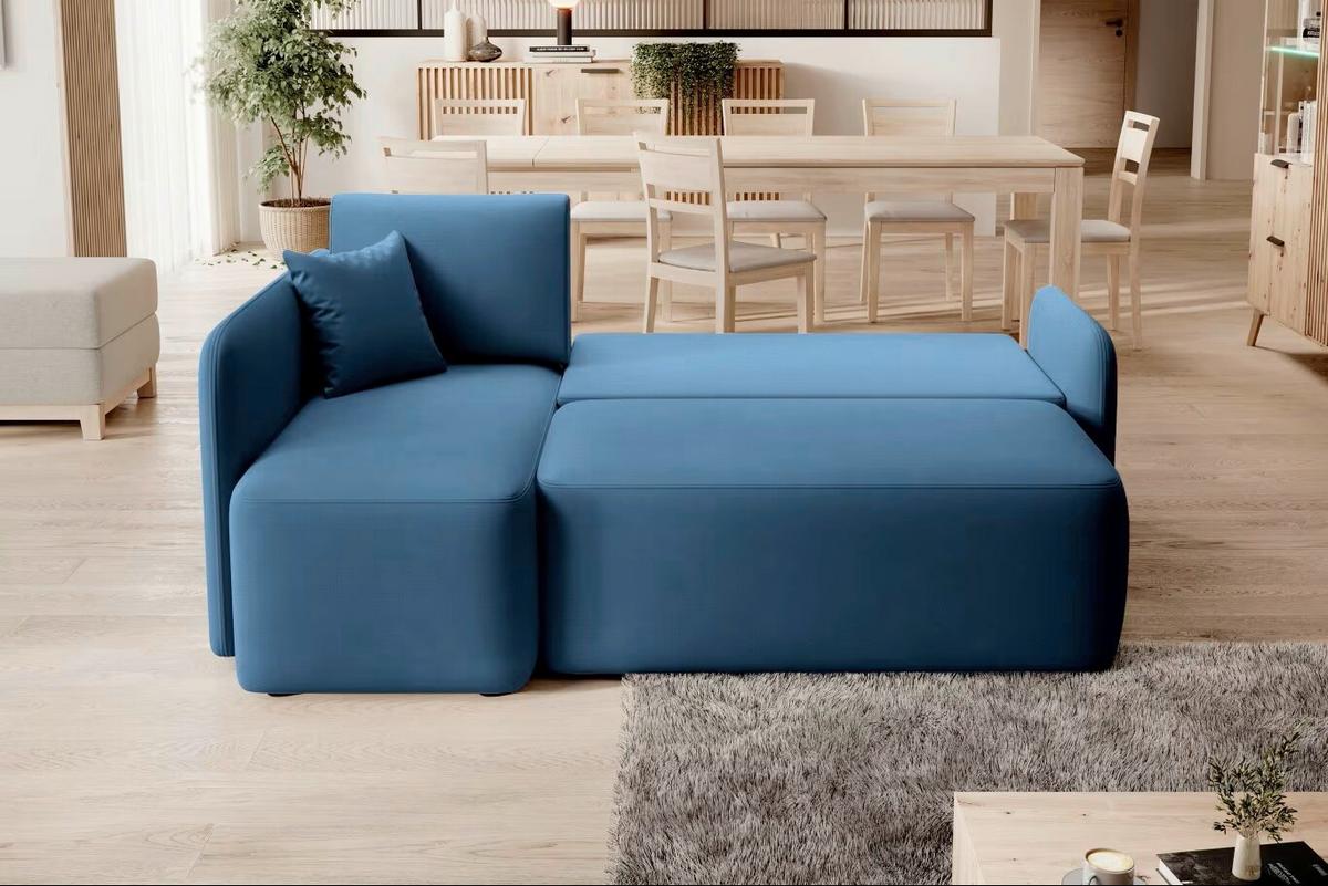 Ecksofa Hadson Blau S: 150x206 cm - Blau/Schwarz, Design, Textil (150/206cm) - MID.YOU
