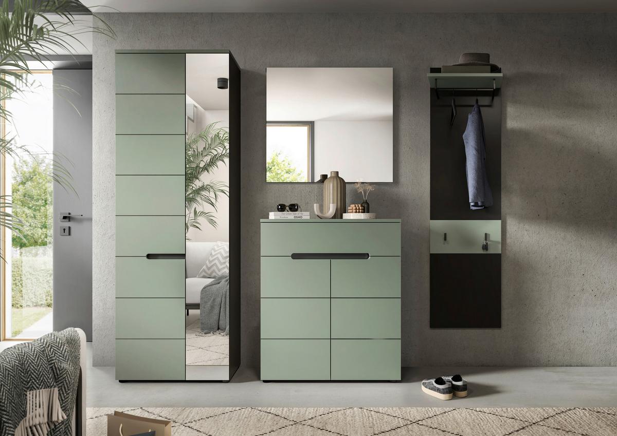 Garderobe Canu 4-Teilig Grau/Grün B: 220 cm - Graugrün, Design, Holzwerkstoff (220/190/37cm) - Livetastic