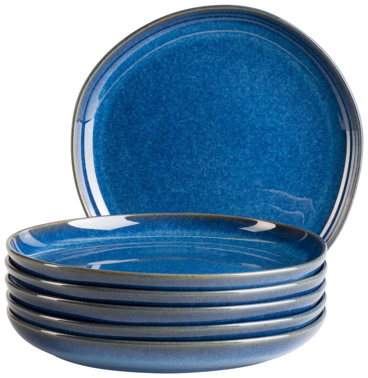 Desserttellerset Cordelia Blau, 6-teilig - Blau, Trend, Keramik (22cm) - Mäser