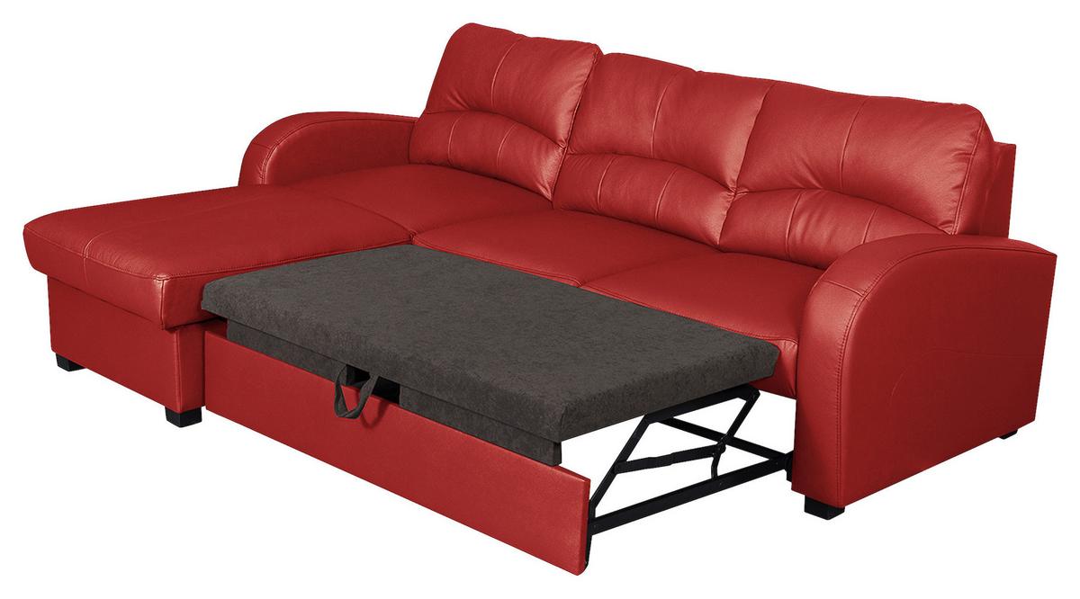 Ecksofa Tilo Rot S: 168 cm - Rot/Schwarz, Design, Leder/Textil (168/227cm) - Livetastic