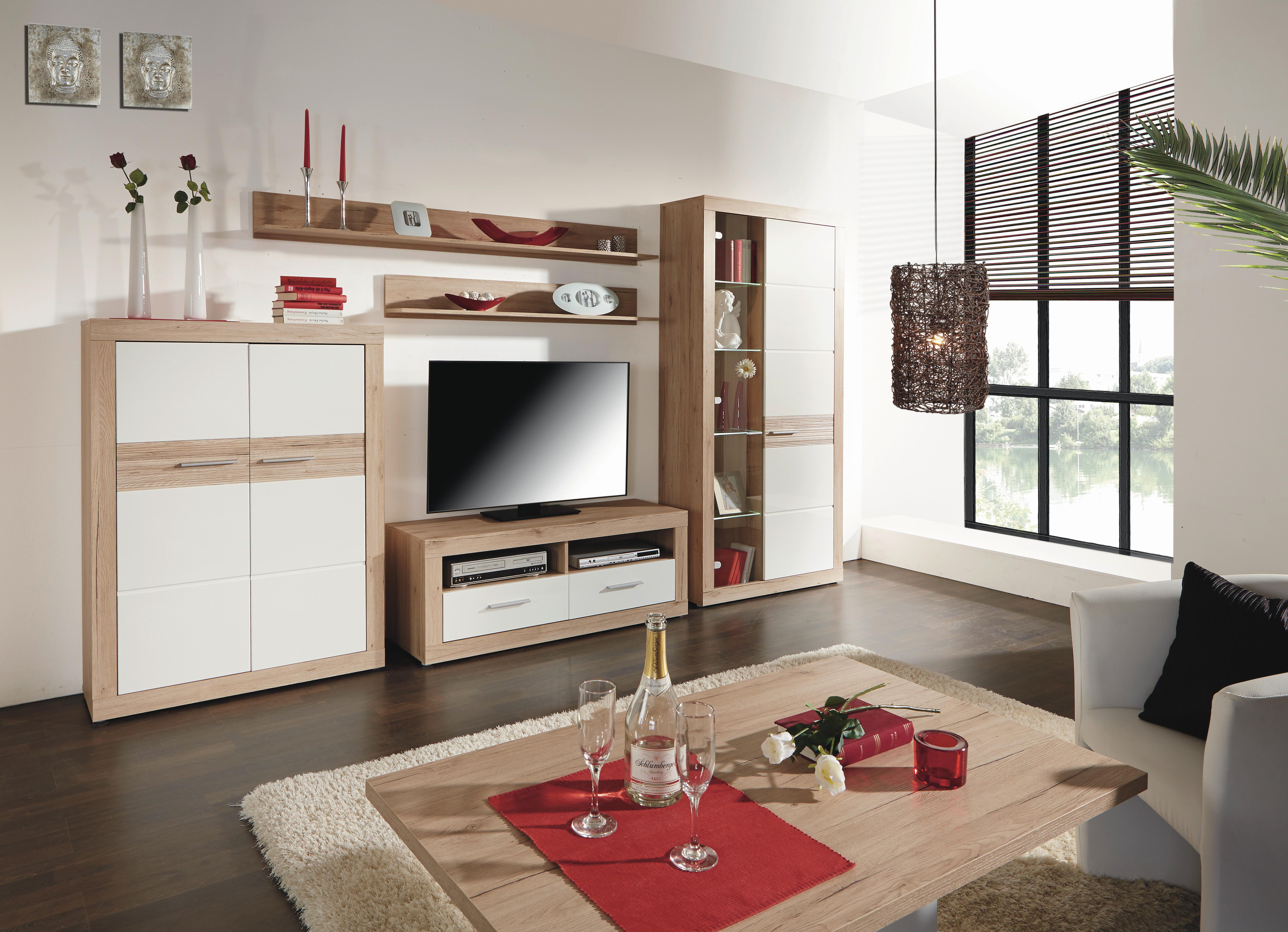 TV DIEL MALTA - biela/farba duba, Modern, drevo (128/50/42cm) - Based