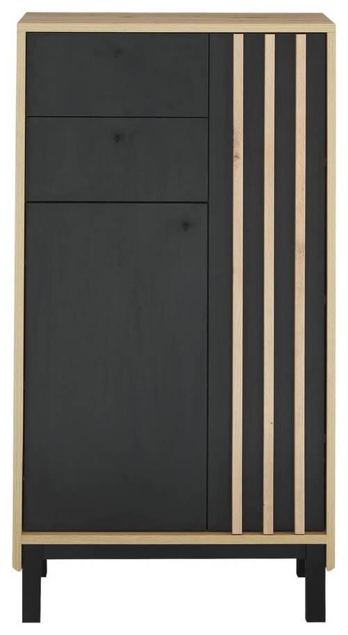 Midischrank Volano BxH 60x106 cm Eiche Dekor/Schwarz - Schwarz/Eiche Artisan, MODERN, Holzwerkstoff (60/106/32cm) - MID.YOU