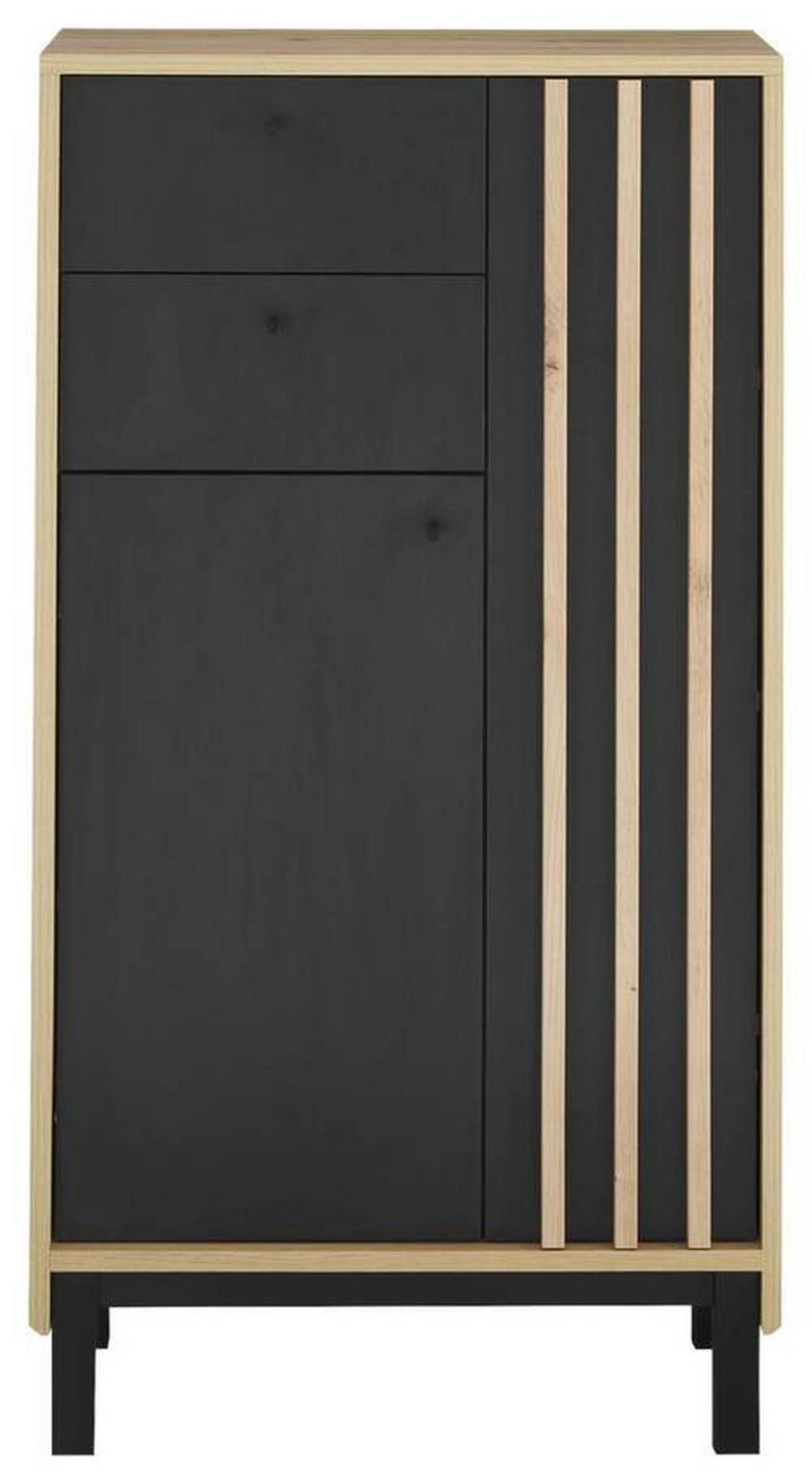 Midischrank Volano Bxh 60x106 Cm Eiche Dekor/schwarz - Schwarz/Eiche Artisan, MODERN, Holzwerkstoff (60/106/32cm) - MID.YOU