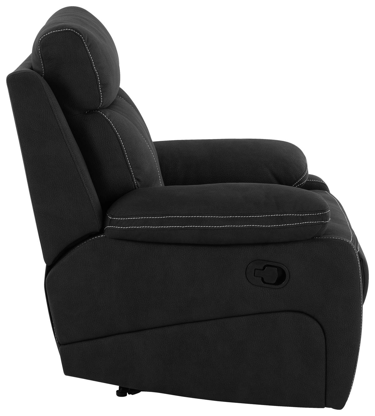 Relaxačné kreslo EMBER, čierna, s relaxačnou funkciou - čierna, Konventionell, kov/textil (98,5/103/96cm) - Livetastic