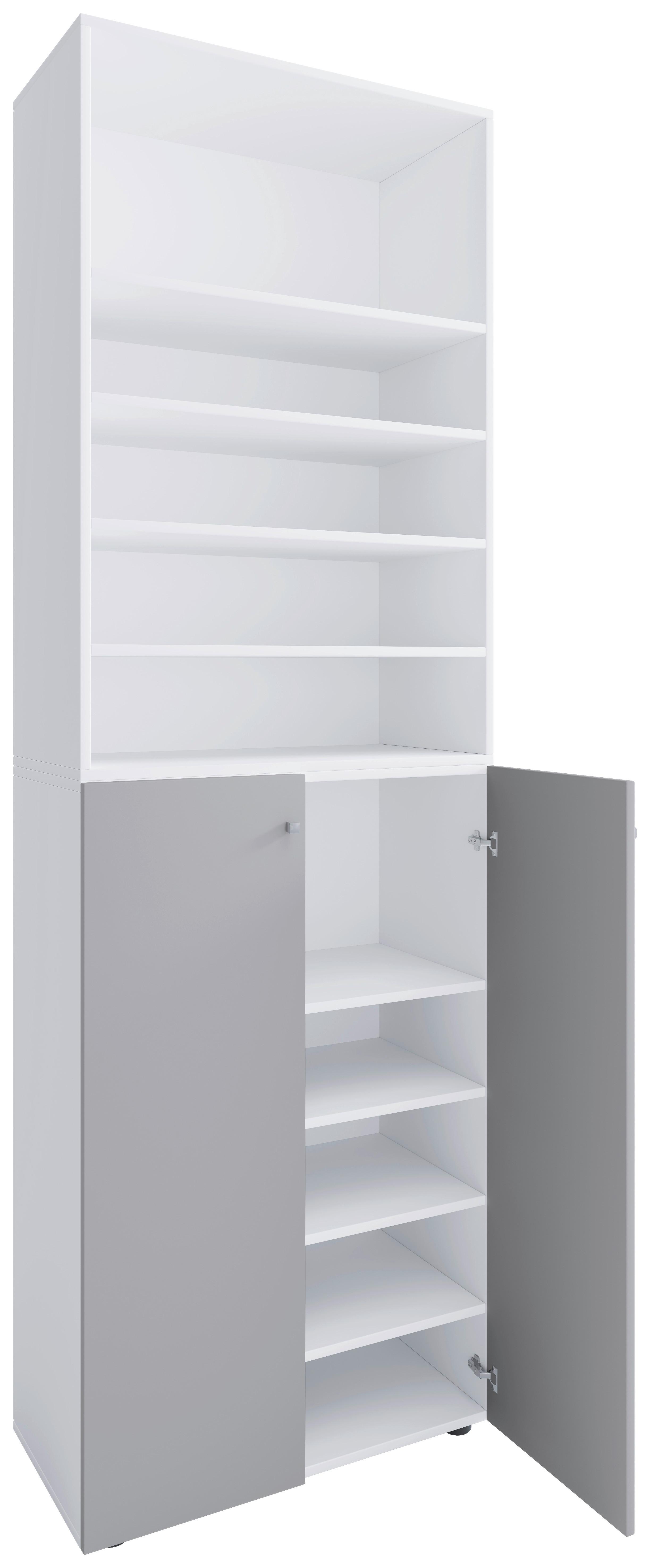 Schuhschrank Lona Grau Weiß - Schwarz/Weiß, Design, Holzwerkstoff (70/220/40cm) - MID.YOU
