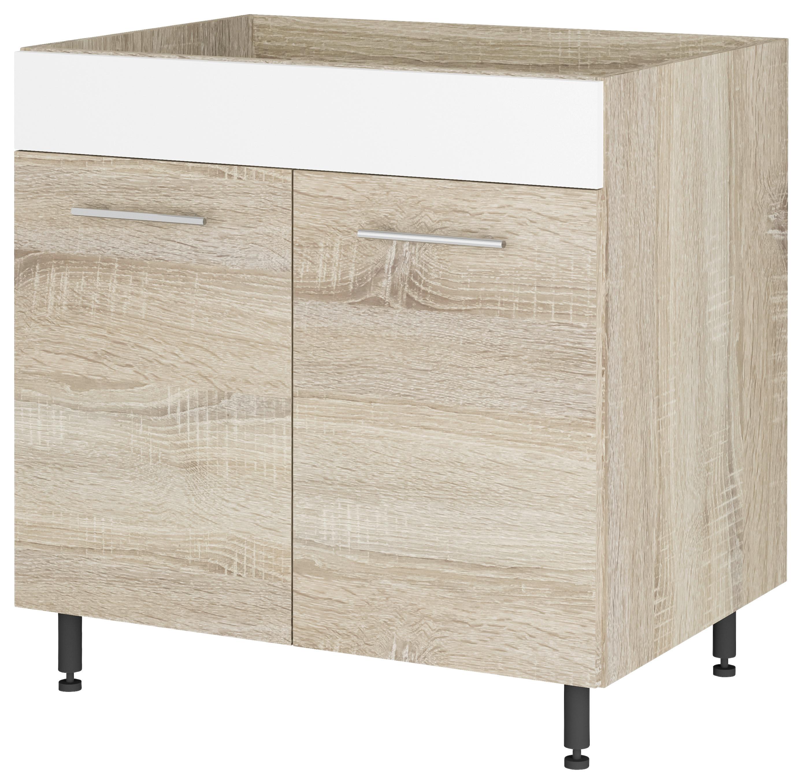 Mosogató Alsószekrény Corina - Sonoma tölgy/fehér, Modern, műanyag/faalapú anyag (80/82,4/58cm)