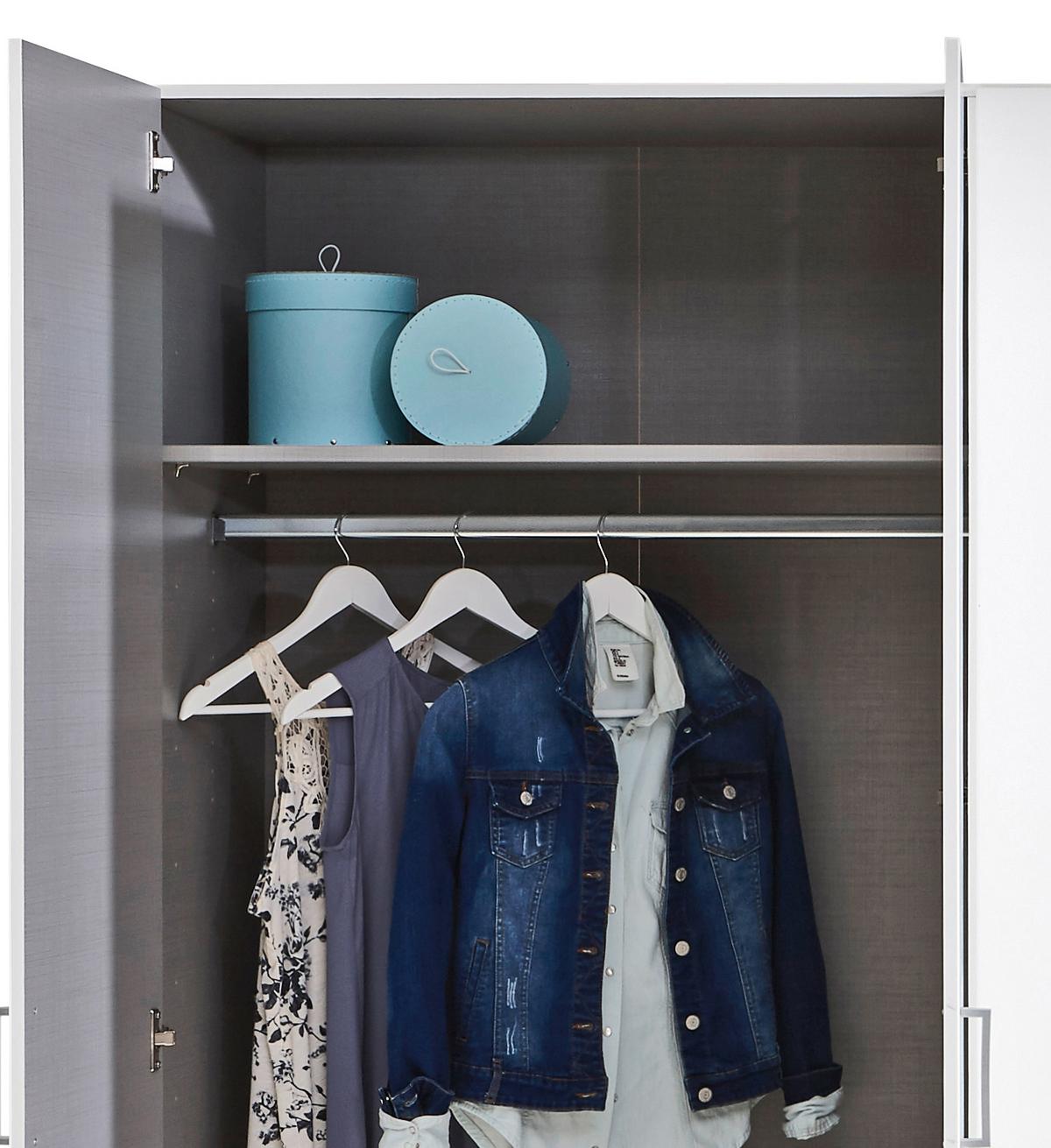 Drehtürenschrank Mit Spiegel + Laden 270cm Fly, Eiche Dekor - Eichefarben/Graphitfarben, Design, Glas/Holzwerkstoff (270/210/58cm) - MID.YOU