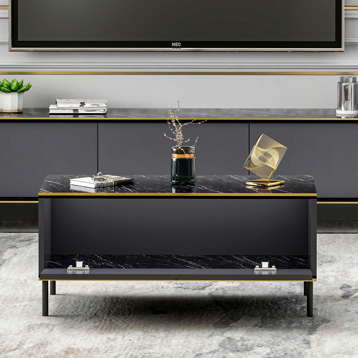 Couchtisch Imaj Anthrazit/schwarz B: 90 Cm - Anthrazit/Schwarz, Design, Holzwerkstoff/Metall (90/45/40cm) - Livetastic